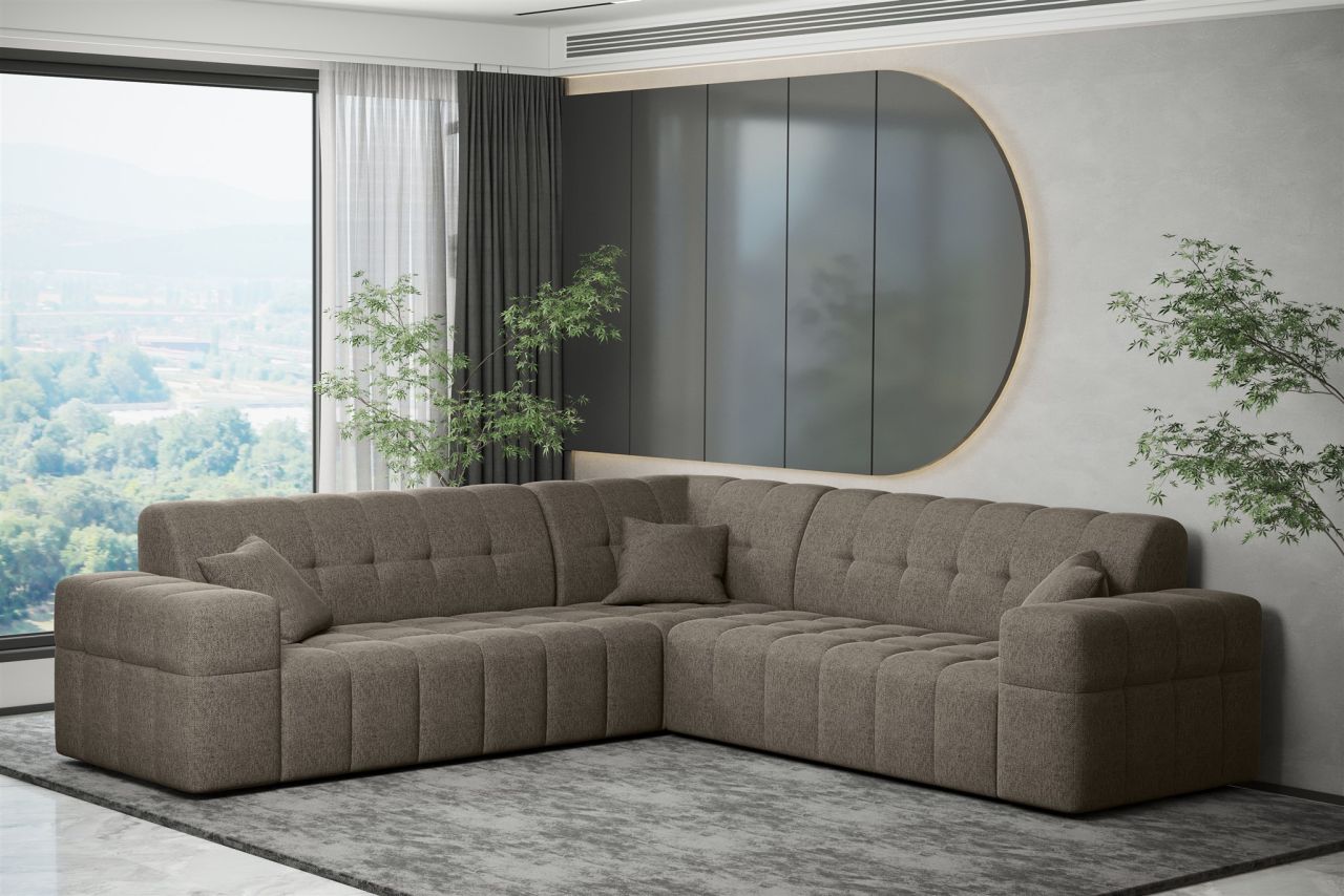 Ecksofa ersofa NANCY in Stoff Neve Taupe Seite Universal