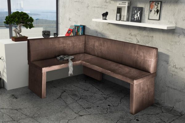 Eckbank Bank Küchenbank 196 x 142 cm -ROBIN XL R -Vintage Braun