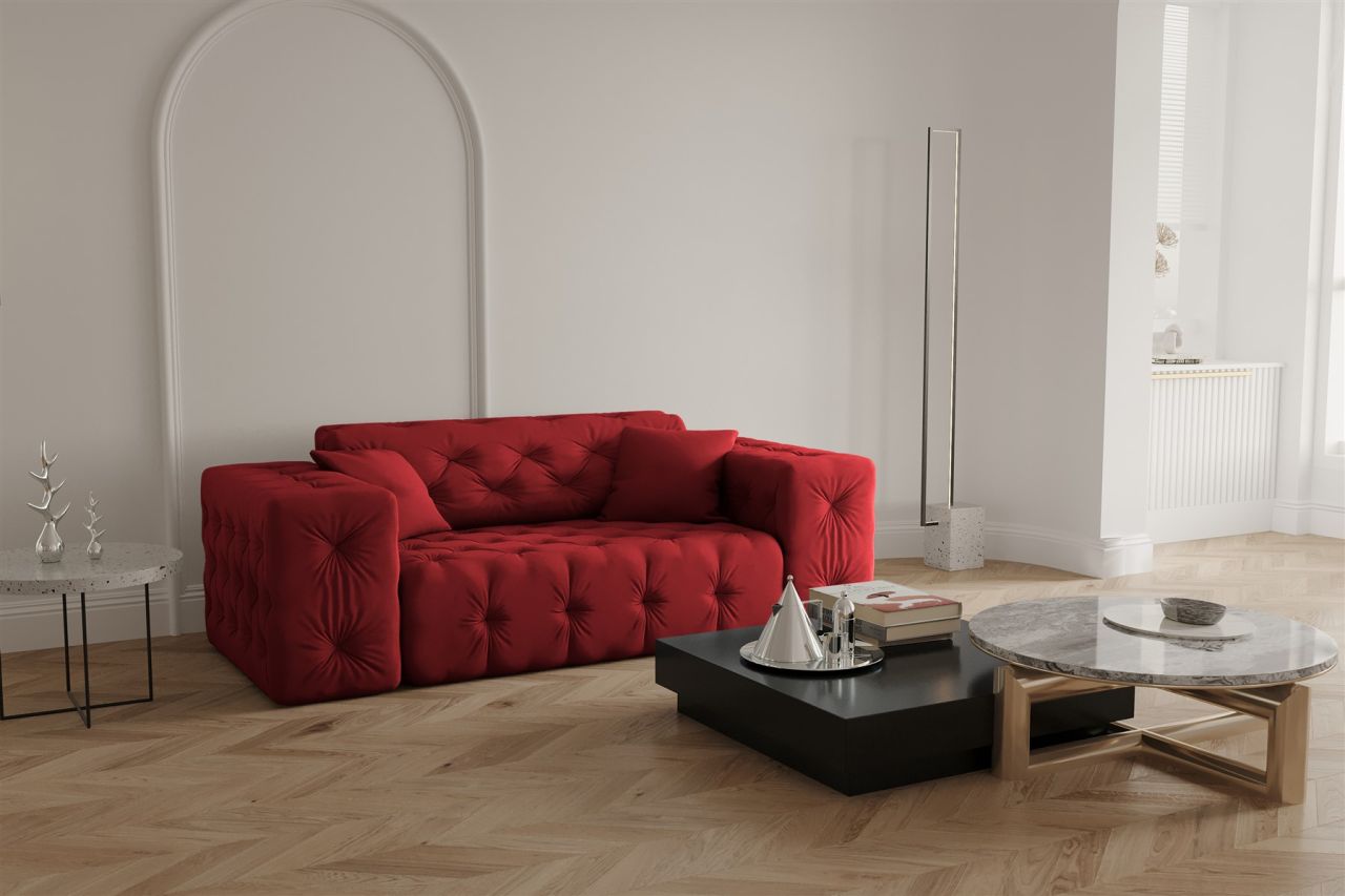 Sofa ersofa CHANTAL 2-Sitzer in Stoff Opera Velvet Rubinrot
