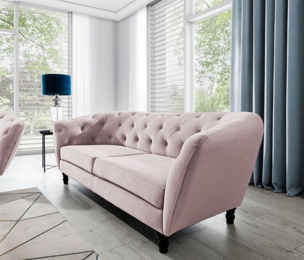 Sofa Designersofa CHARLOTTE 3-Sitzer in Stoff Matt Velvet Altrosa | Sofas (2 und 3-Sitzer) | Polstermöbel