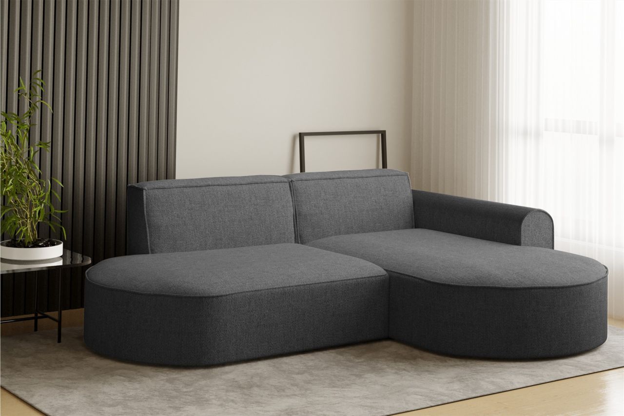 Ecksofa ersofa BONDY in Stoff Neve Dunkelgrau Ottomane Rechts