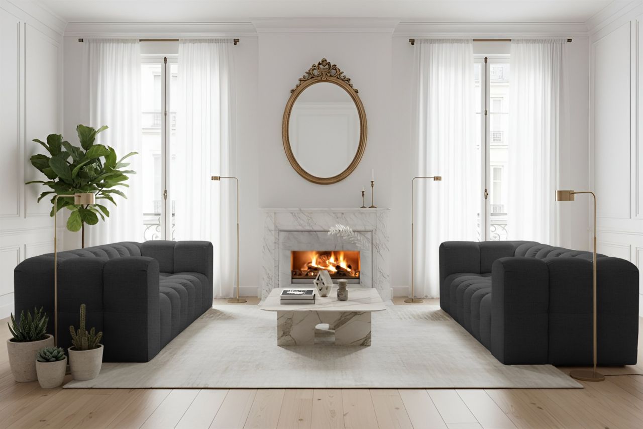 Sofaset ersofa SOLVIE 3-3 in Stoff Moly Anthrazit