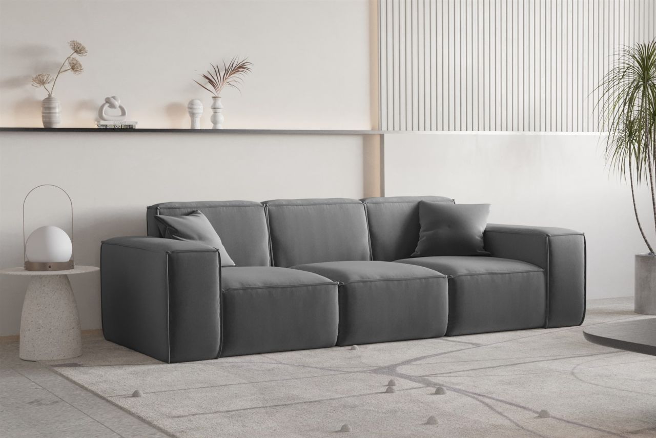 Sofa ersofa CELES PREMIUM 3-Sitzer in Stoff Opera Velvet Dunkelgrau