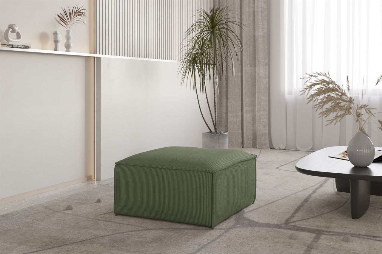 Polsterhocker erhocker CELES PREMIUM 65x65 cm in Stoff Scala Forest