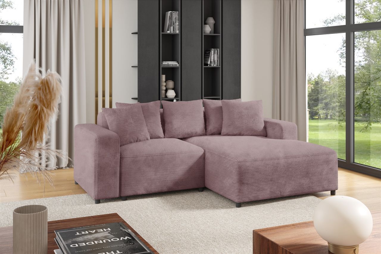 Ecksofa ersofa Sofa MEGAN XS in Stoff Poso Altrosa Ottomane Rechts