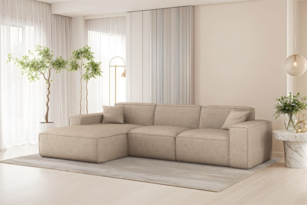Ecksofa ersofa CELES PREMIUM in Stoff Artico Beige Ottomane Links