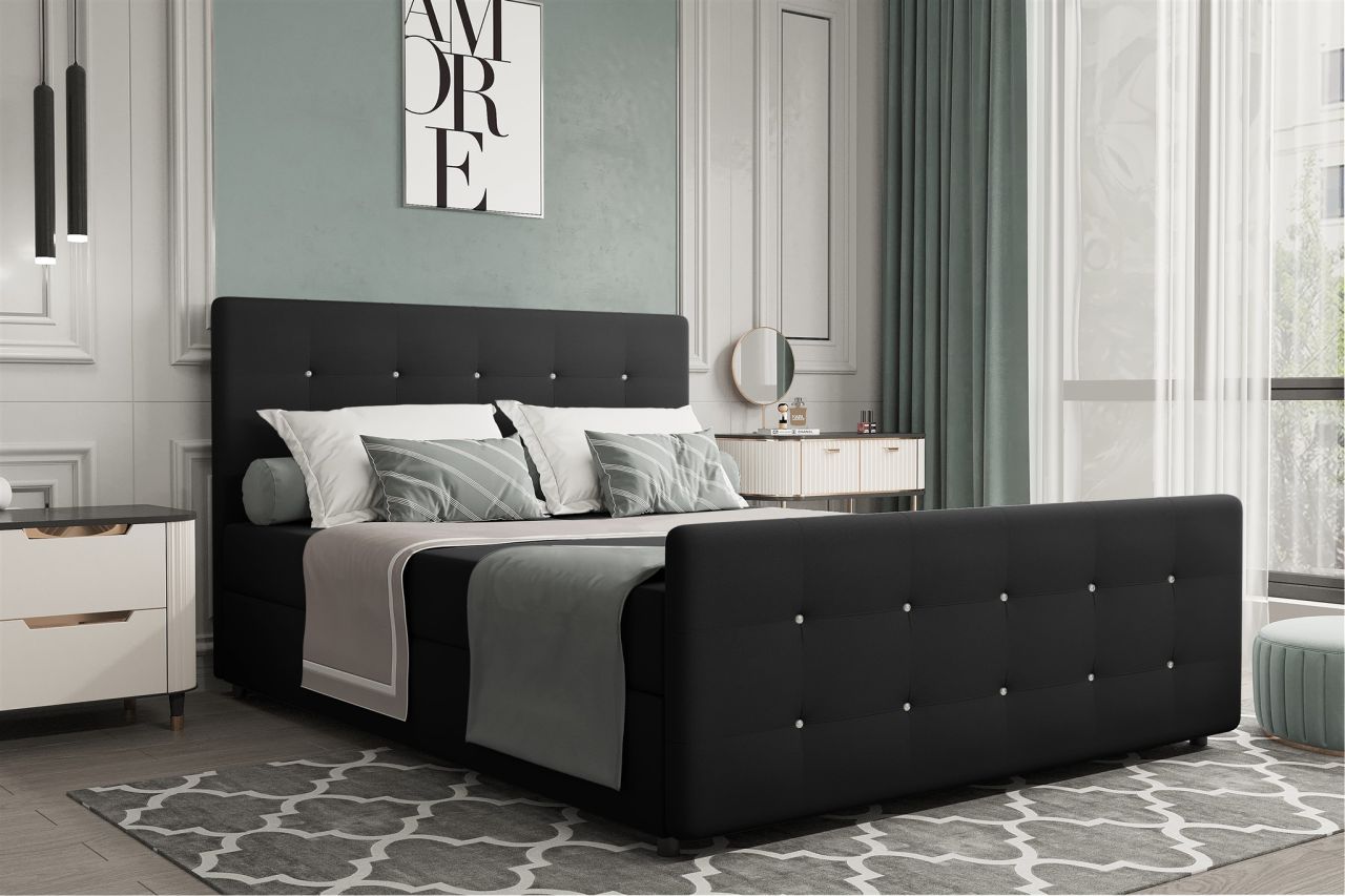 Boxspringbett Schlafzimmerbett MARKOS 120x200cm Stoff Soro Schwarz inkl. Bett...