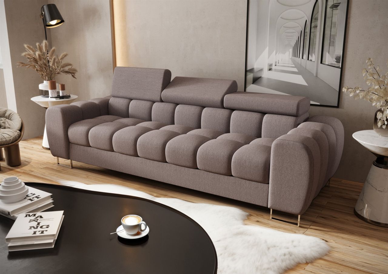 Sofa ersofa BASTIEN 3-Sitzer in Stoff Gemma Aschgrau