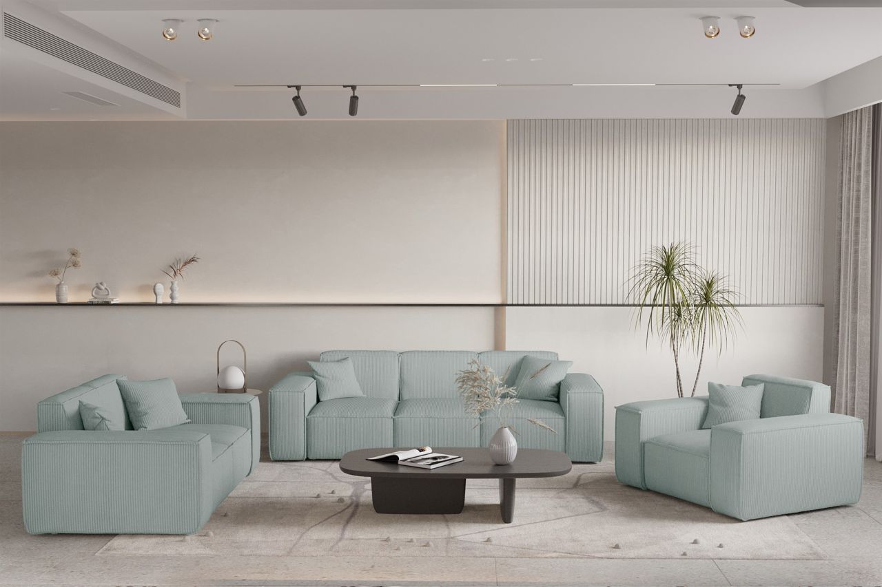 Sofaset ersofa CELES PREMIUM 3-2-1 in Stoff Scala Saphirblau