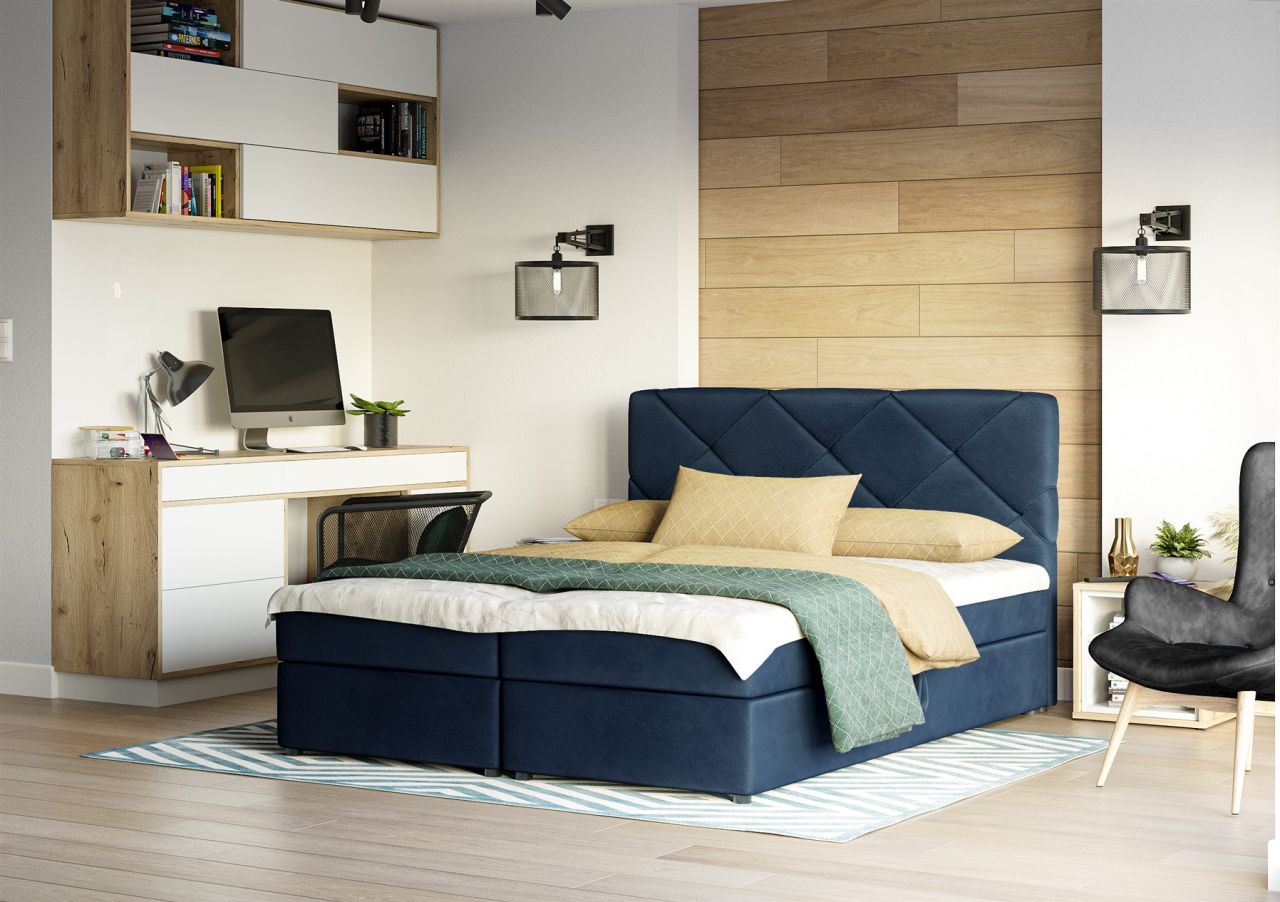 Boxspringbett Schlafzimmerbett MILTON 140x200cm Blau