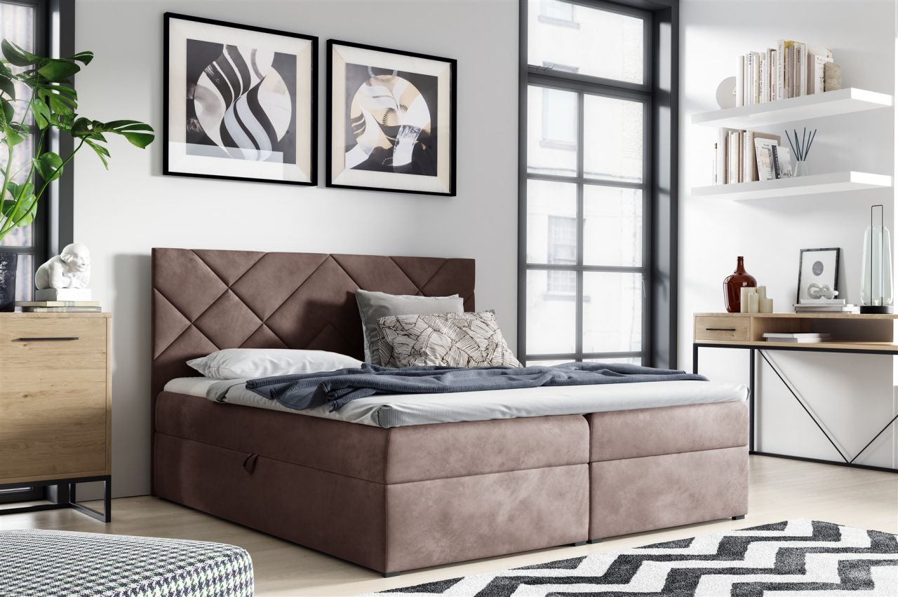 Boxspringbett Schlafzimmerbett 120x200cm LAZARO Nr.3 Altrosa inkl. Bettkasten