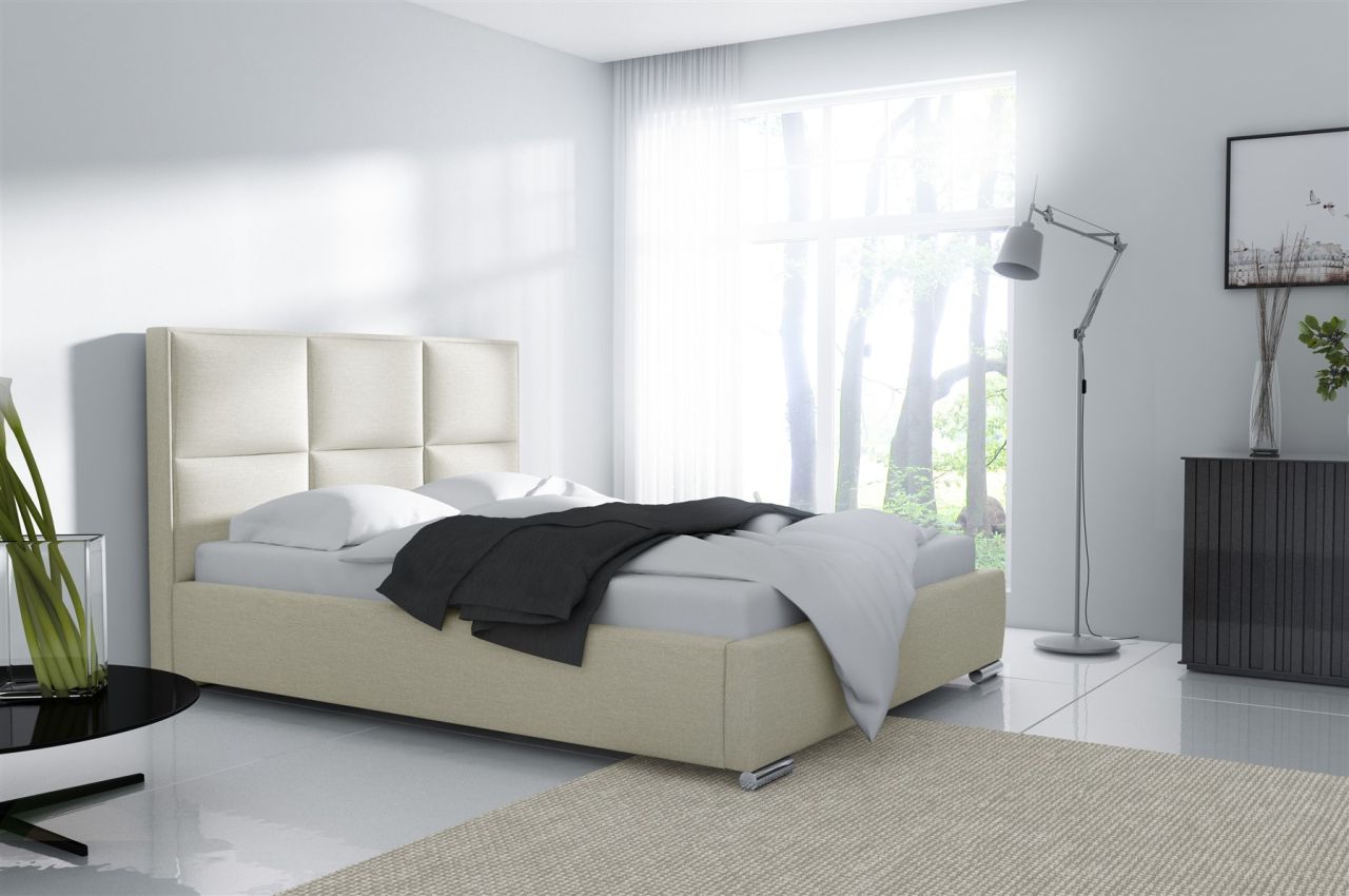 Polsterbett Doppelbett VITUS Komplettset Polyester.. Creme 160x200cm