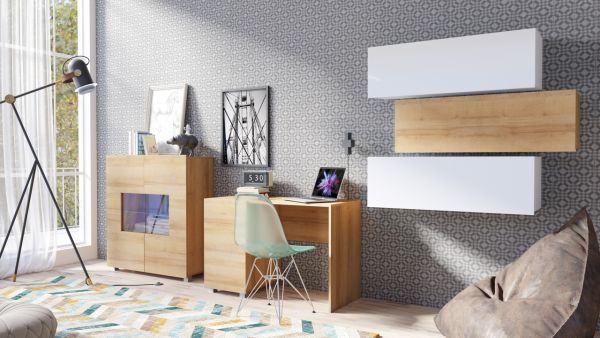 Kinderzimmer Jugendzimmer Set 5 tlg - LABRI 2 - Sonoma- Weiss HGL