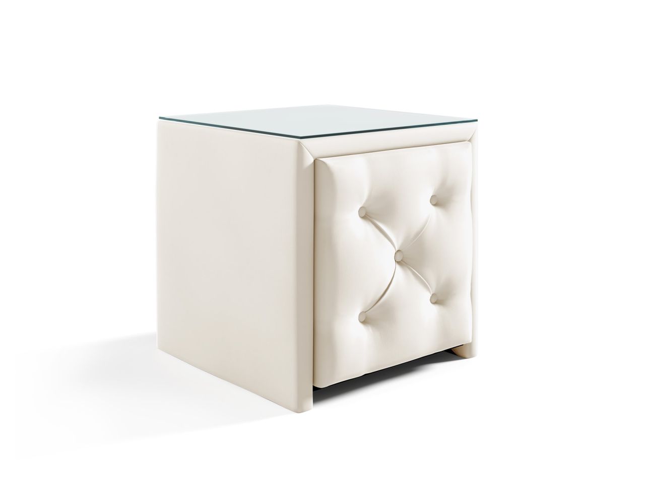 Nachttisch Nachtkonsole ERNESTO 50x50cm in Stoff Elisa Velvet Cremeweiß