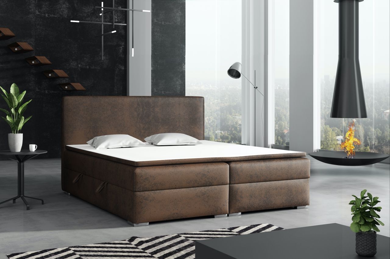 Boxspringbett Schlafzimmerbett DORIAN 200x200cm Vintage Braun