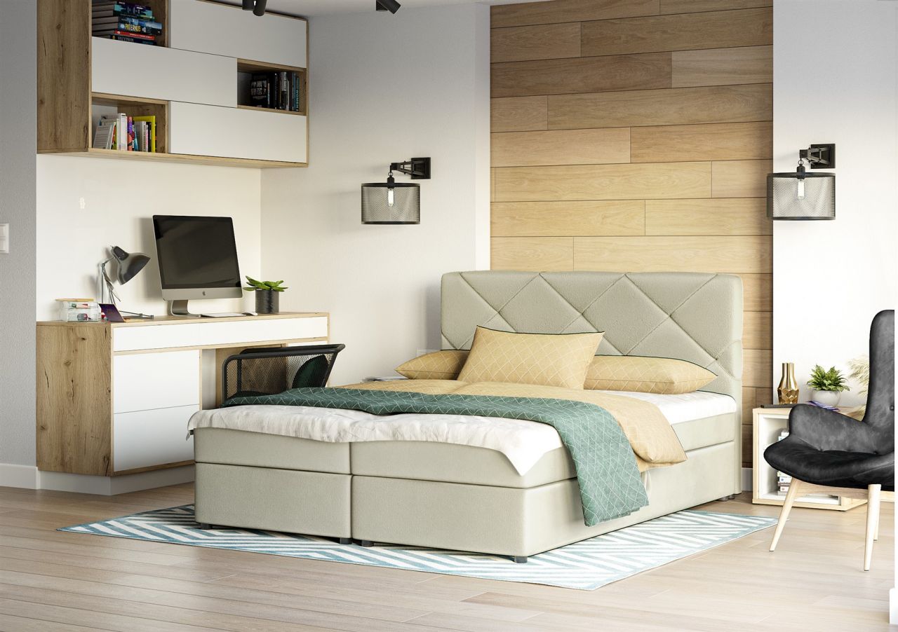 Boxspringbett Schlafzimmerbett MILTON 140x200cm Creme