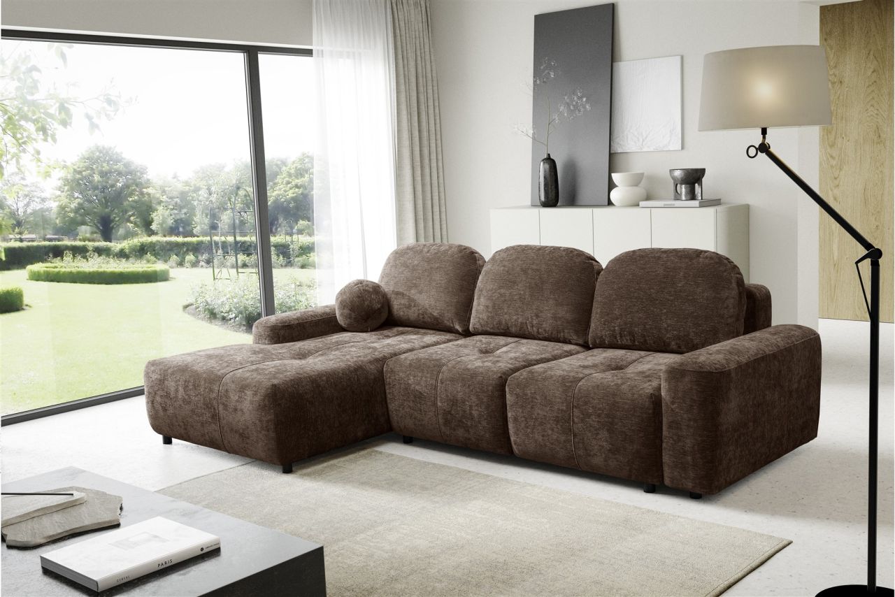 Ecksofa Schlafsofa Sofa ARGOS in Stoff Vibe Braun Ottomane Links