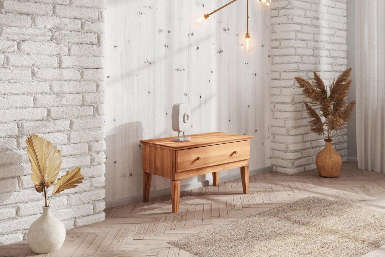 Niedrige Kommode LENNES Eiche massiv 87x50x45 cm