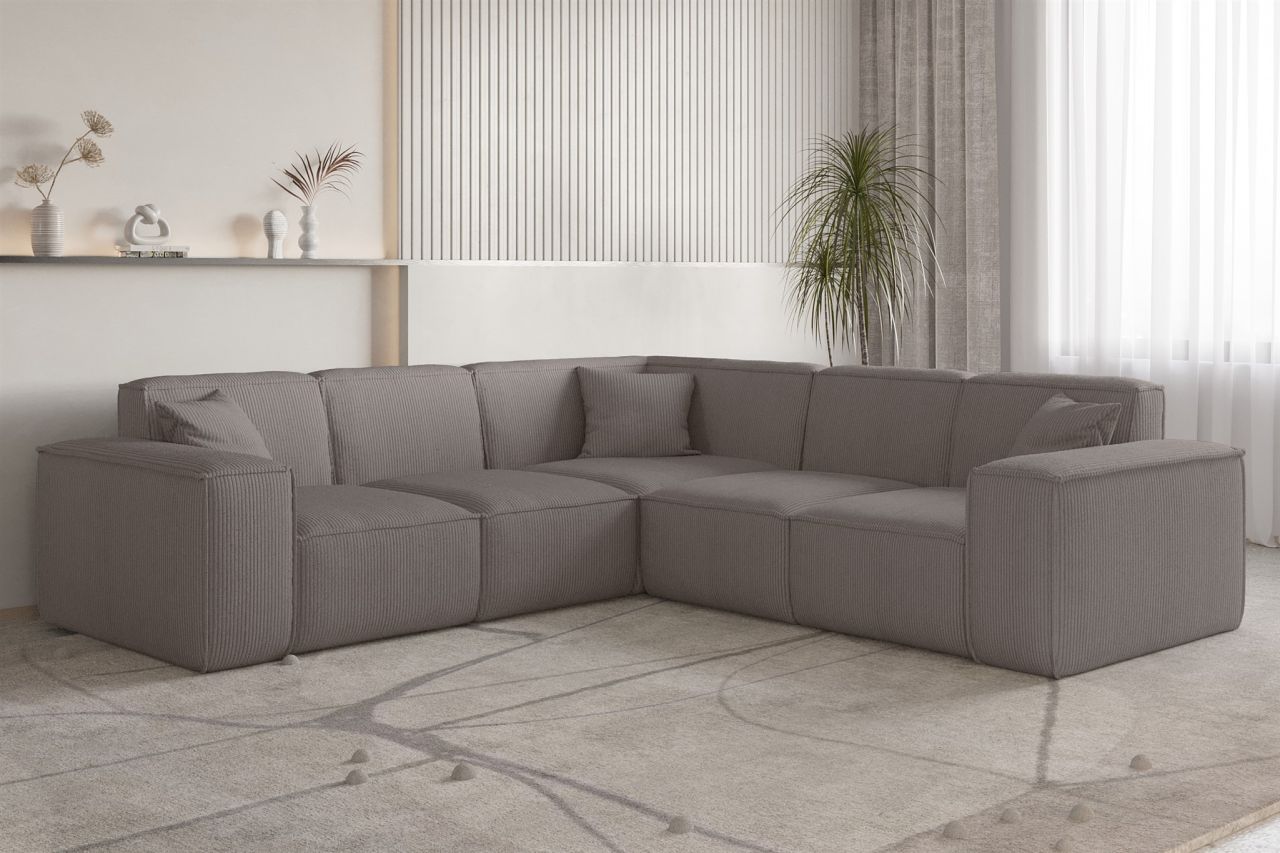 Ecksofa ersofa CELES PREMIUM in Stoff Scala Taupe Seite Universal