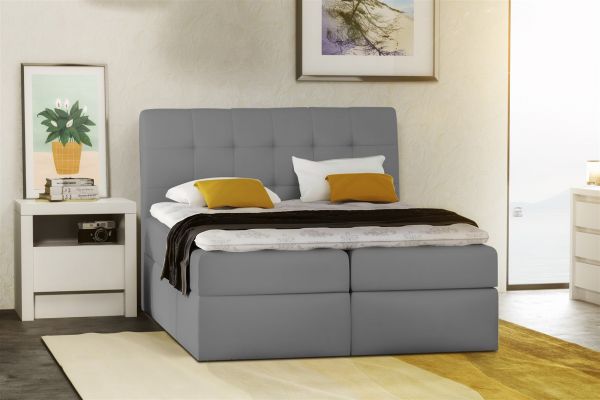 Boxspringbett Schlafzimmerbett TURIN Kunstleder Hellgrau 100x200 cm