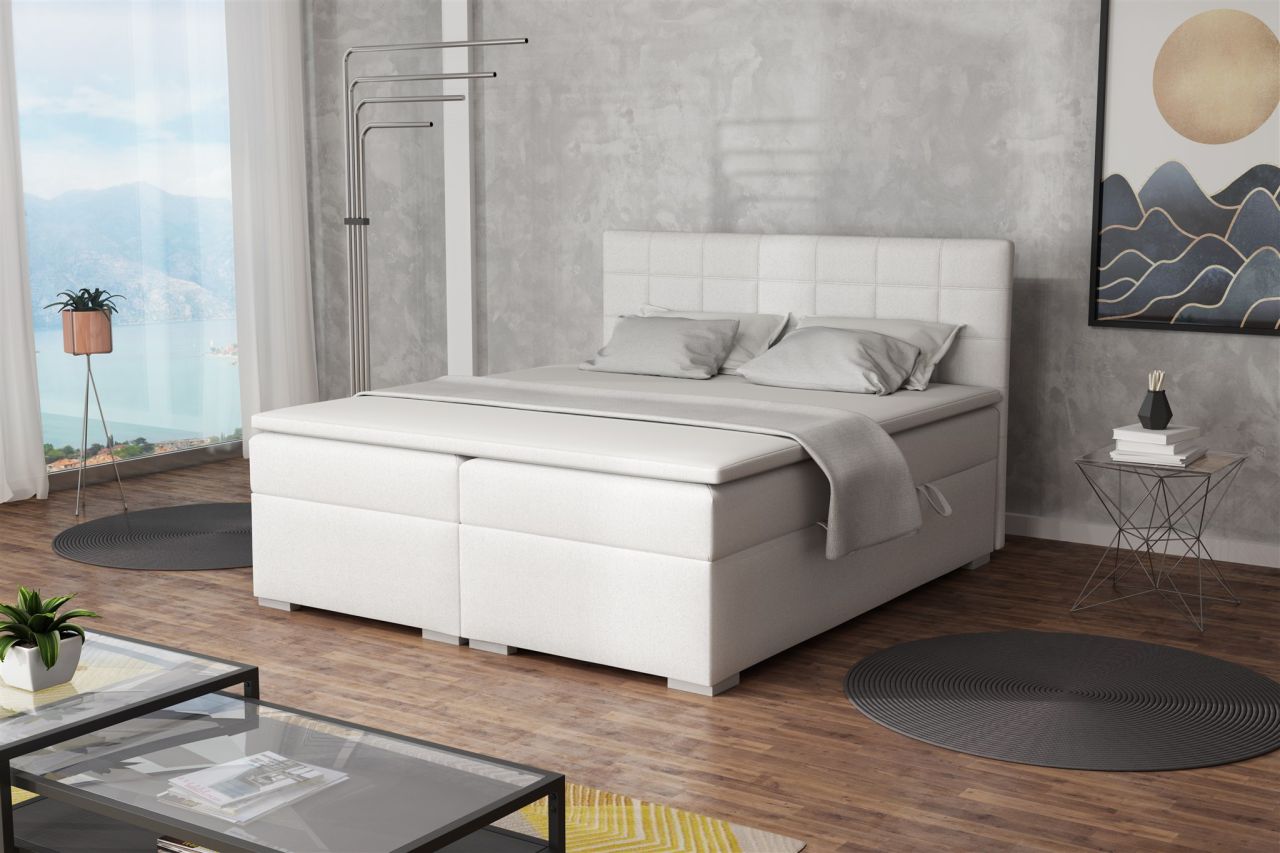 Boxspringbett Schlafzimmerbett FARUK 160x200cm Kunstleder Soft Weiss