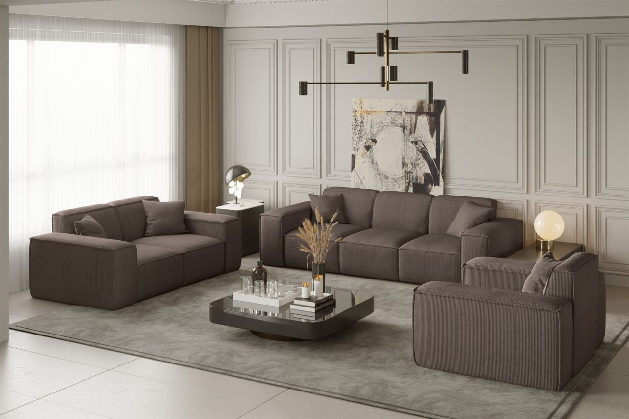 Sofaset ersofa CELES 3-2-1 in Stoff Scala Taupe