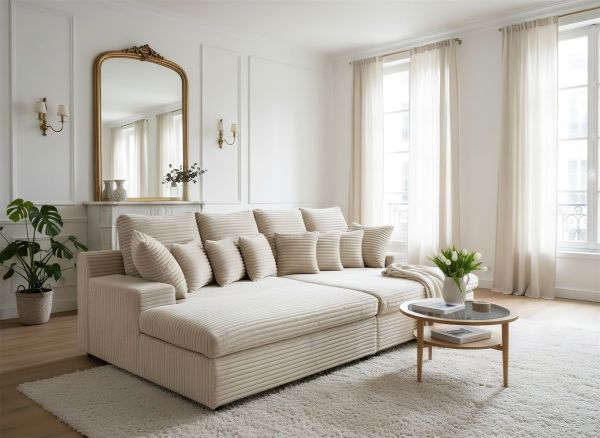 Bigsofa Couchgarnitur AROSA Megasofa in Stoff Tilia Beige | Bigsofas | Polstermöbel