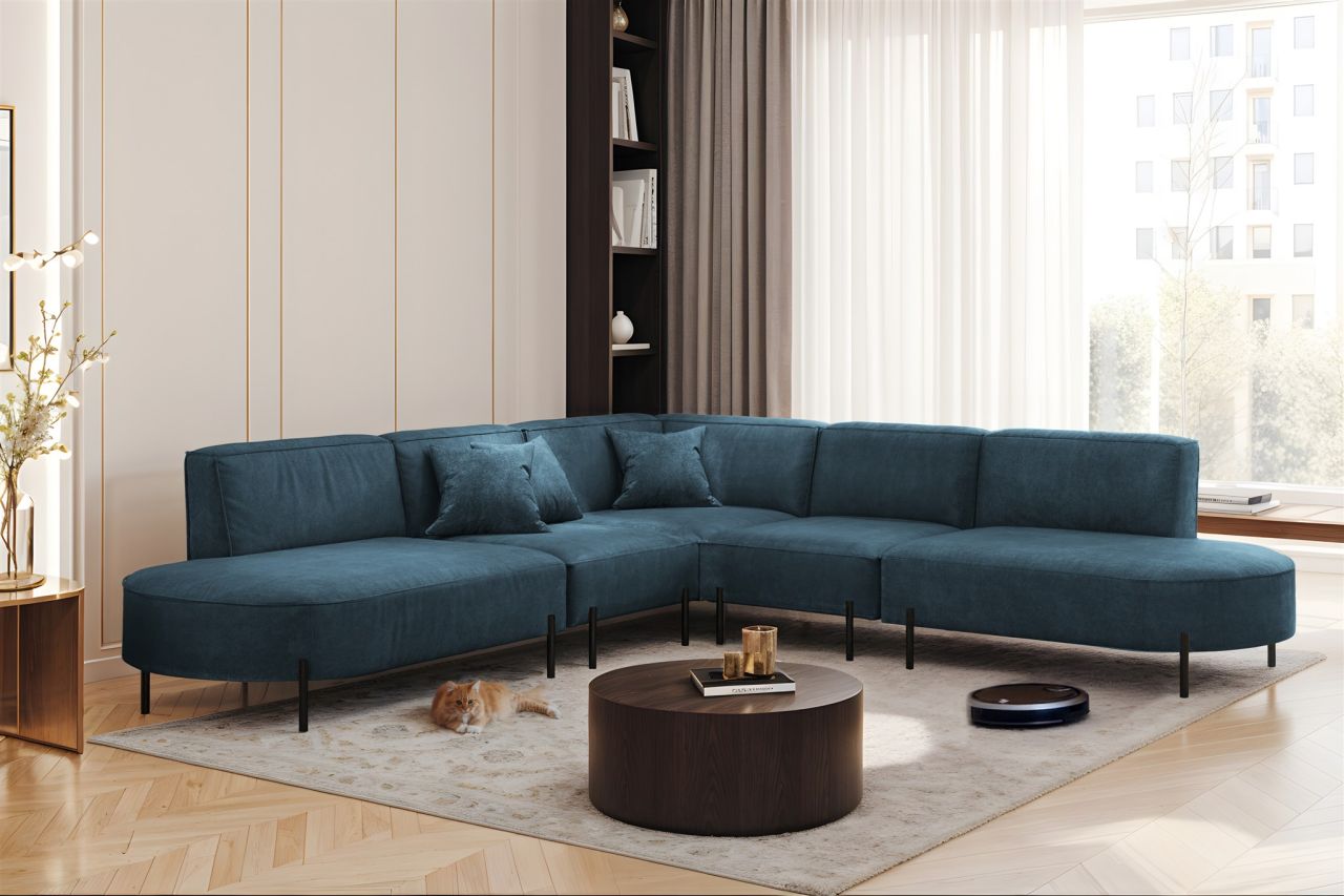 Ecksofa ersofa VALENCIA Stoff Noel Blau Universal