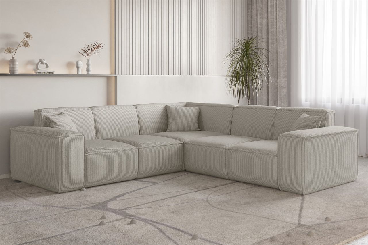 Ecksofa ersofa CELES PREMIUM in Stoff Scala Sandgrau Seite Universal