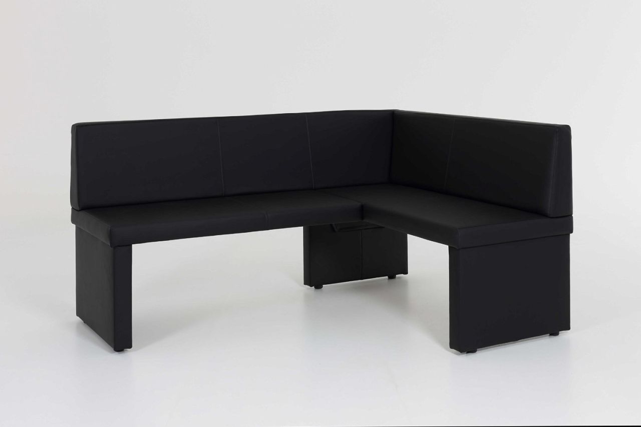 Eckbank Bank Küchenbank -Debi L- Kunstleder Schwarz 168 x 128 cm