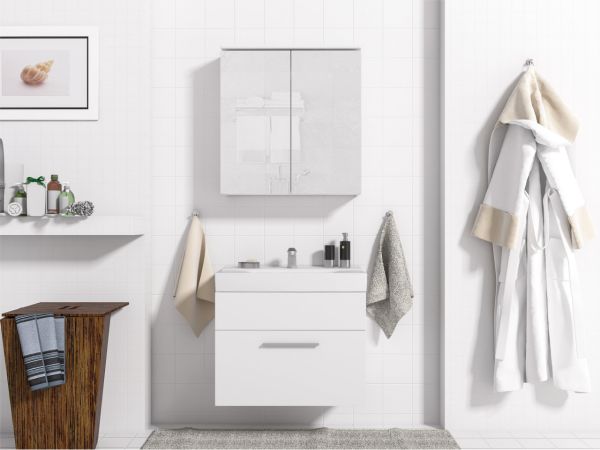 Badmöbel Set 3-Tlg Weiss matt MINI inkl.Waschtisch