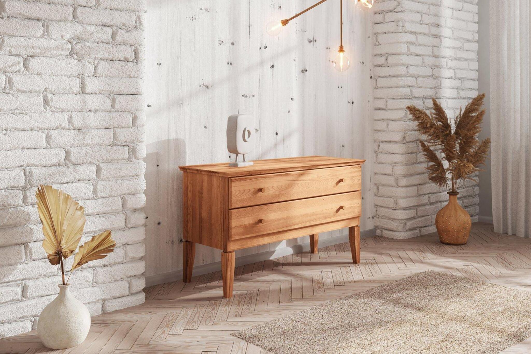 Niedrige Kommode LENNES Buche massiv 112x66x45 cm | Kommode | Serie LENNES aus Buche Massivholz | Schlafzimmer Serien aus Massivholz