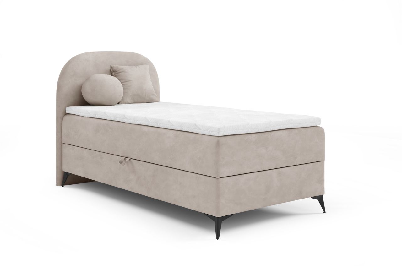 Boxspringbett Gästebett GORGIA 100x200cm Stoff Jasmin Hellbeige