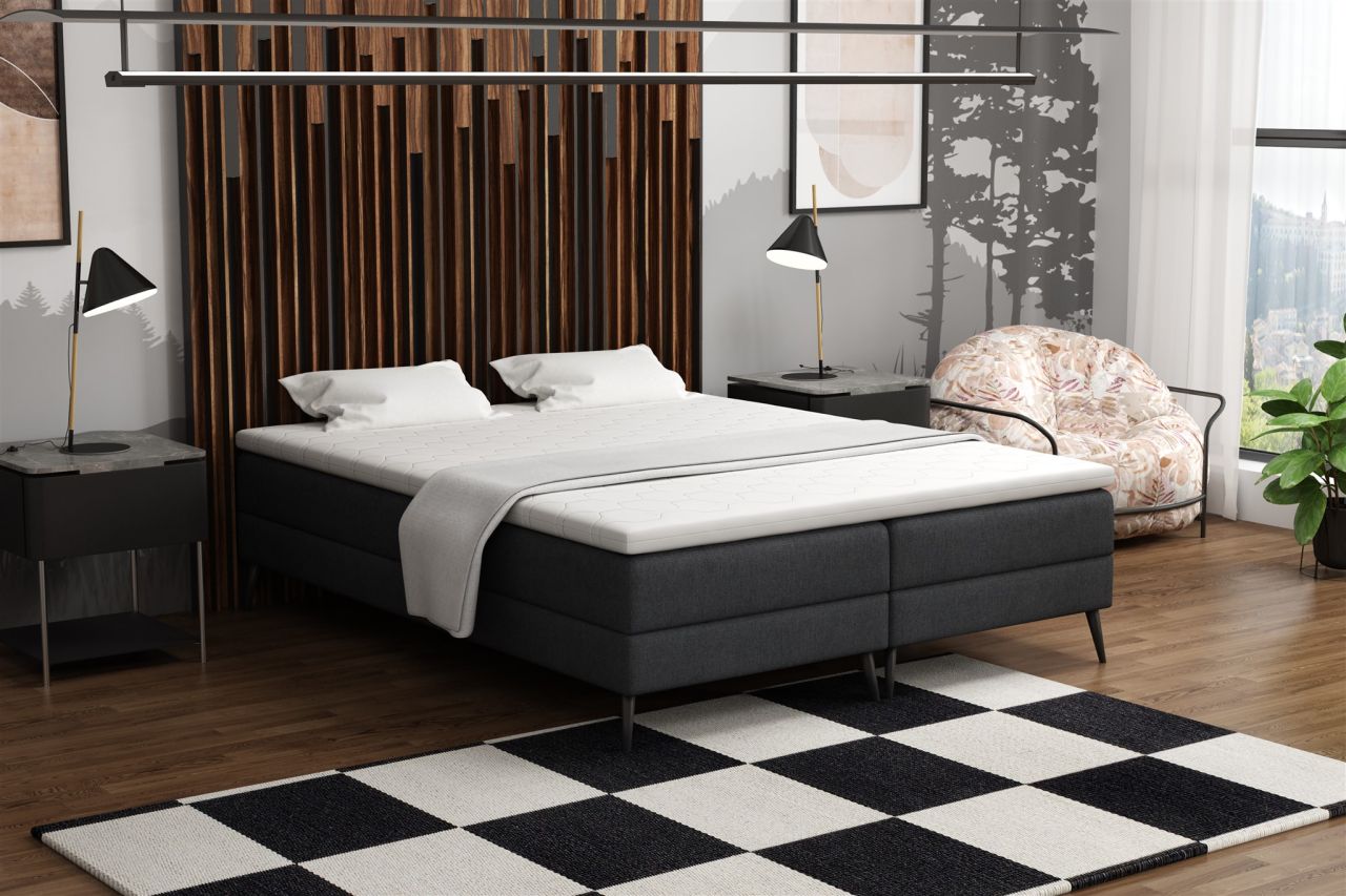 Boxspringbett Schlafzimmerbett BREST 120x200cm Stoff Soro Schwarz