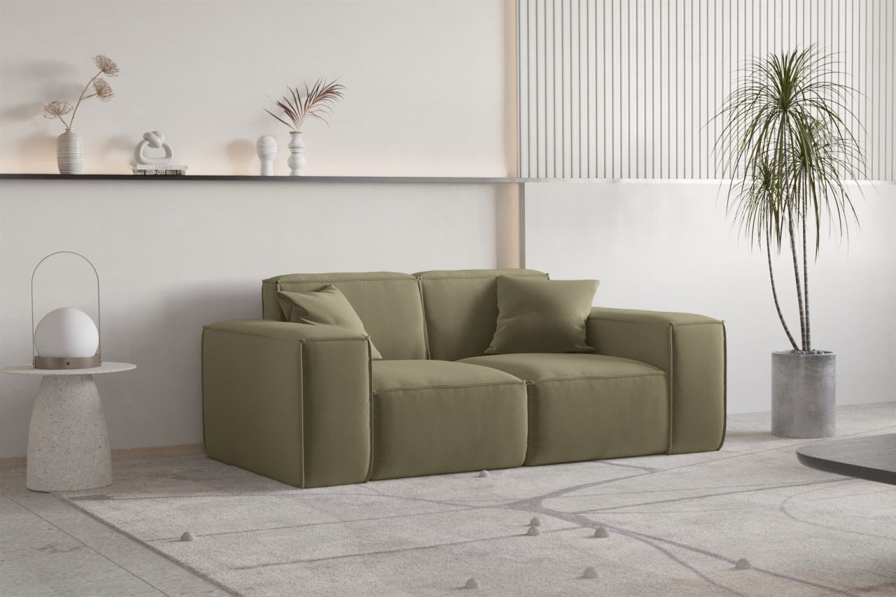 Sofa ersofa CELES PREMIUM 2-Sitzer in Stoff Opera Velvet Olivgrün