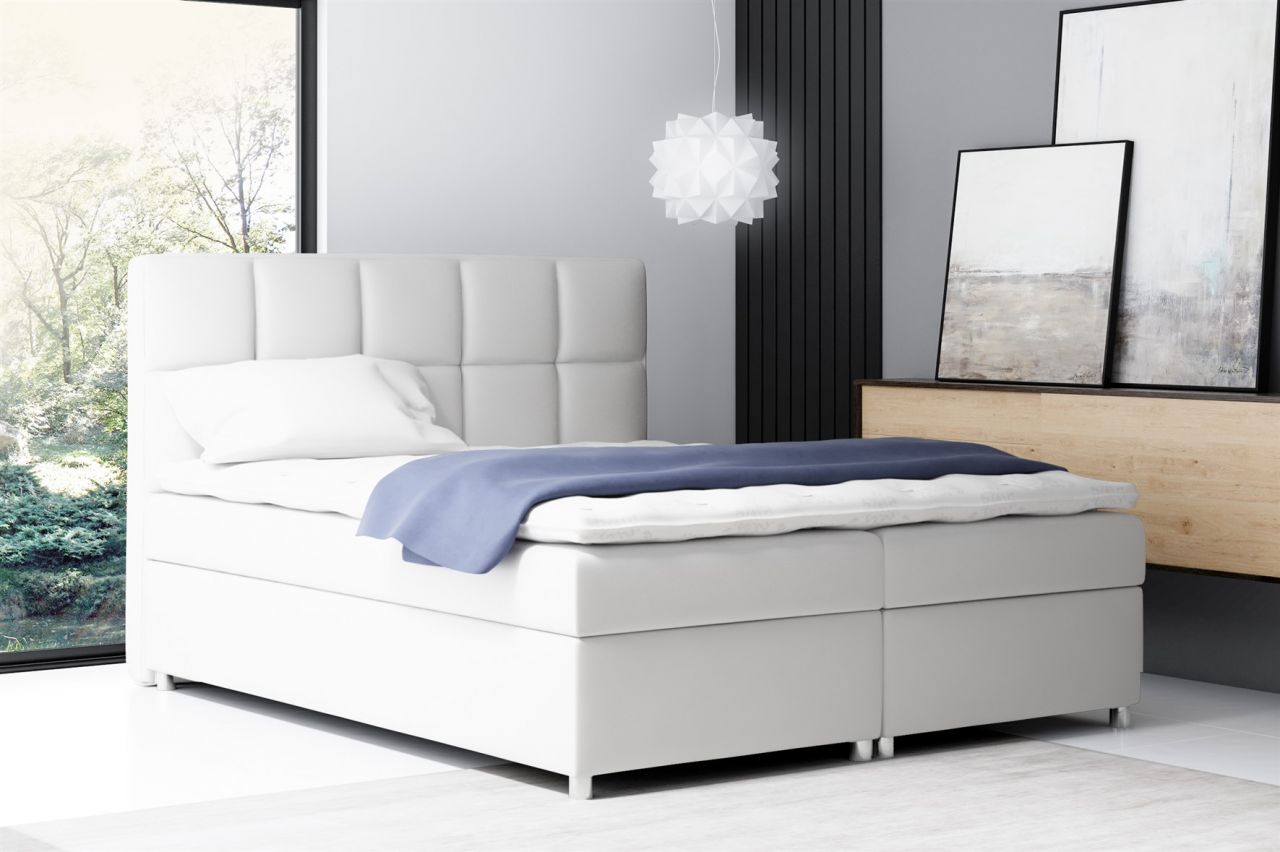 Boxspringbett Schlafzimmerbett CLOE 140x200cm Kunstleder Weiss