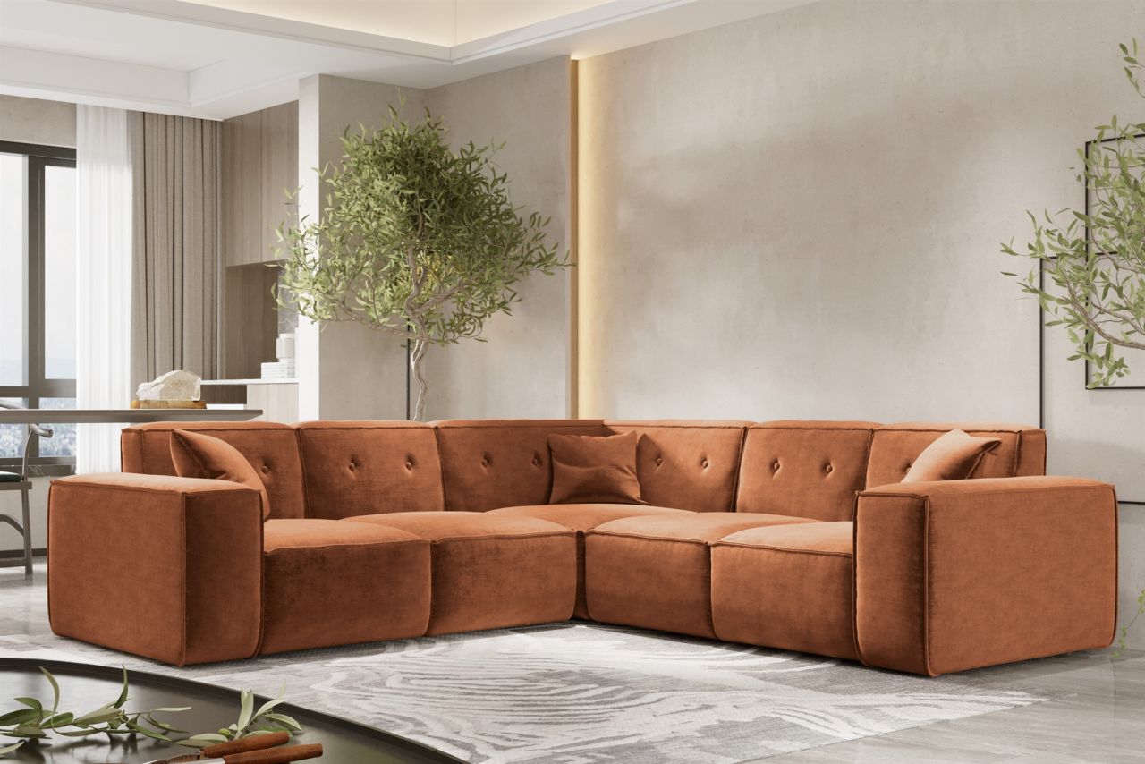 Ecksofa ersofa CESINA in Stoff Perfect Harmony Rostbraun Seite Universal