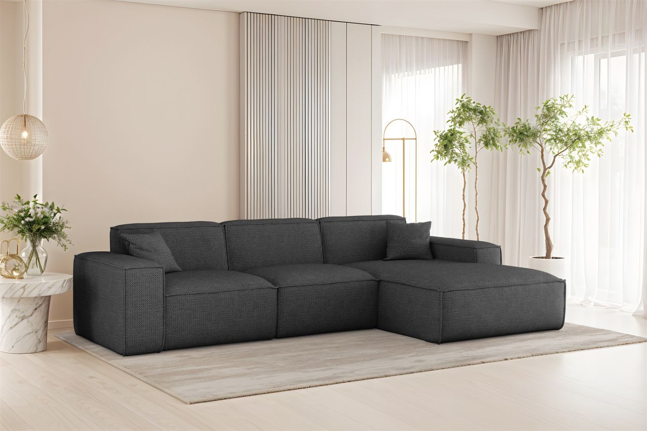 Ecksofa ersofa CELES PREMIUM in Stoff Artico Anthrazit Ottomane Rechts