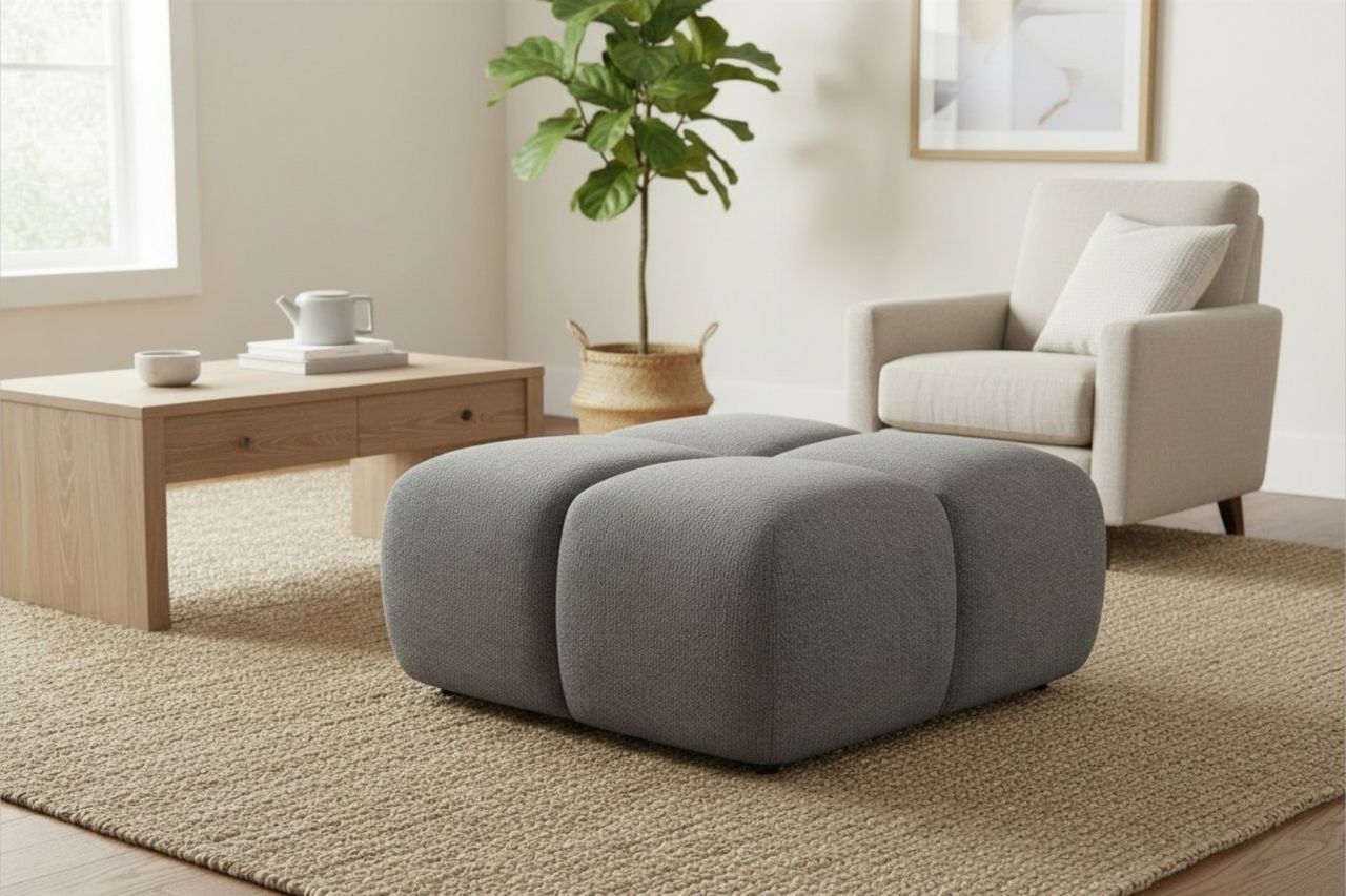 Polsterhocker Sitzhocker Hocker VEGA in Stoff Egon Grau