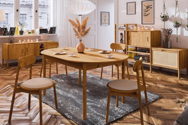 Esstisch Tisch ausziehbar SAGA Eiche massiv 200/280x90 cm | Esszimmertisch ohne Ausziehfunktion | Serie SAGA aus Eiche Massivholz | Wohn-& Essbereich Serien aus Massivholz