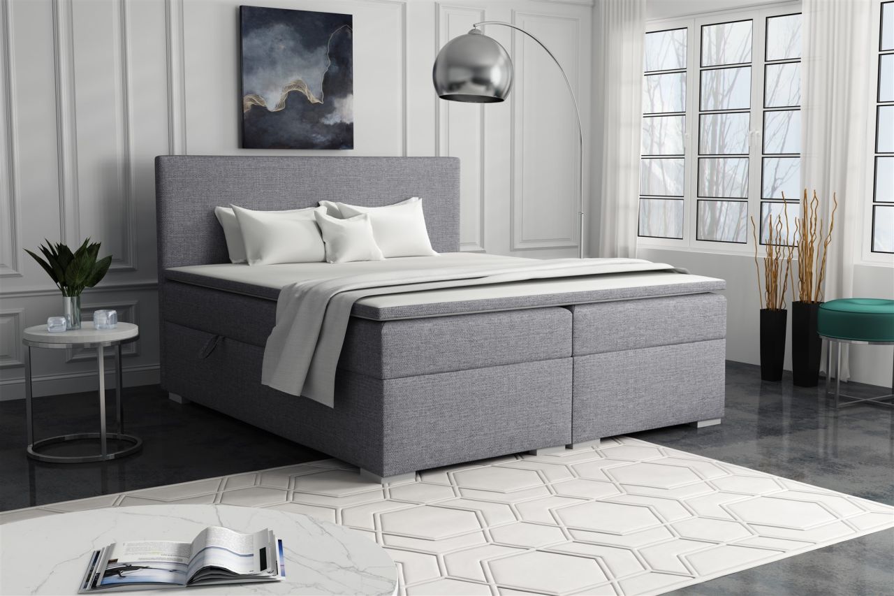 Boxspringbett Schlafzimmerbett SOREL 200x200cm Stoff Inari Grau