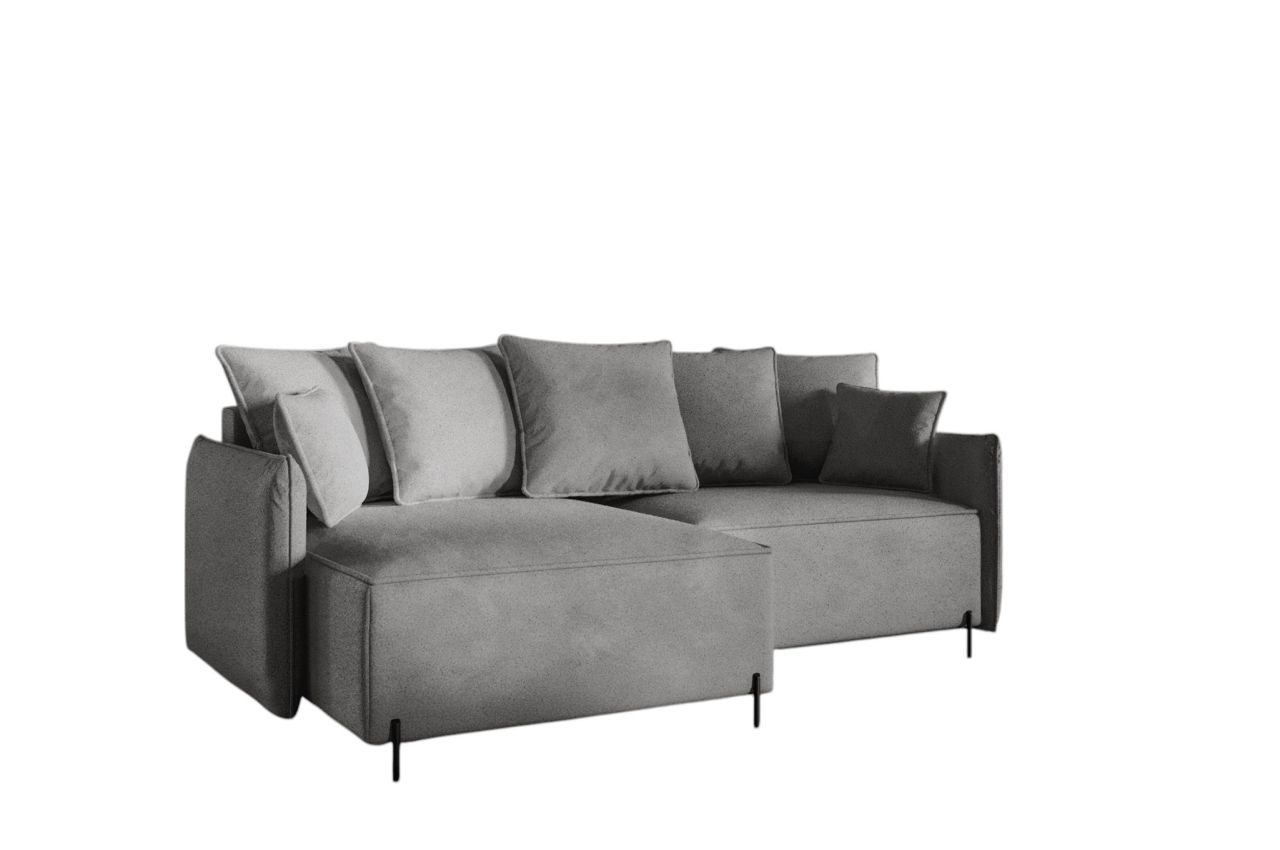 Ecksofa Schlafsofa BETTO Stoff Now or Never Dunkelgrau Ottomane Links