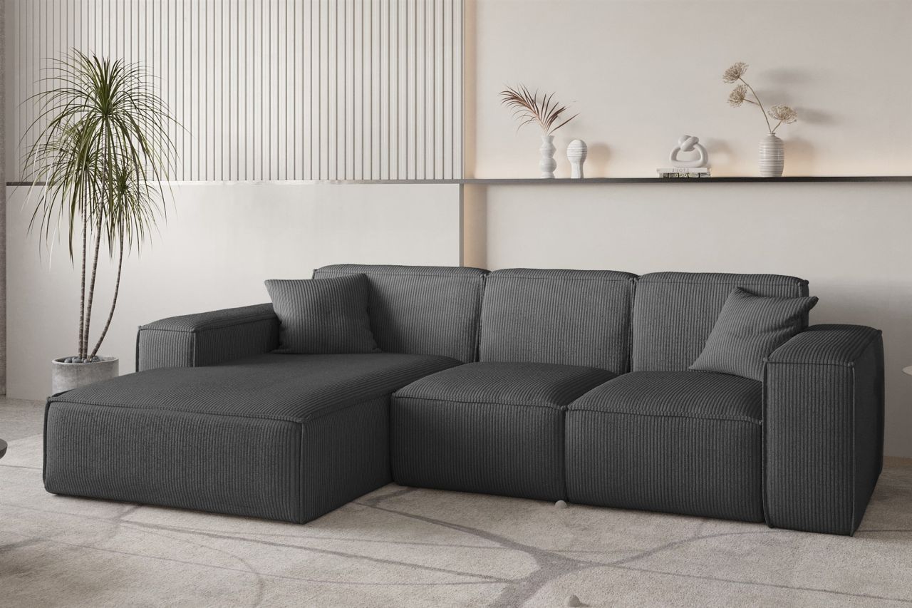 Ecksofa ersofa CELES PREMIUM in Stoff Scala Anthrazit Ottomane Links