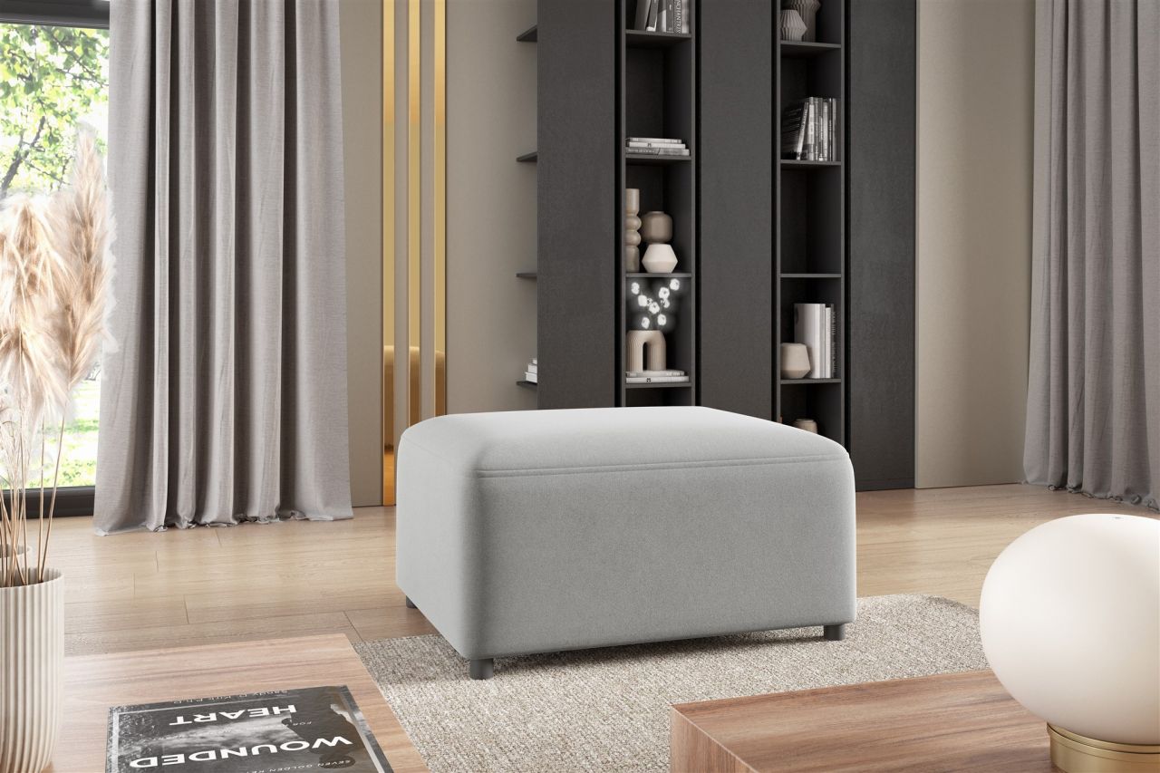 Polsterhocker erhocker Hocker MEGAN in Stoff Salvador Hellgrau