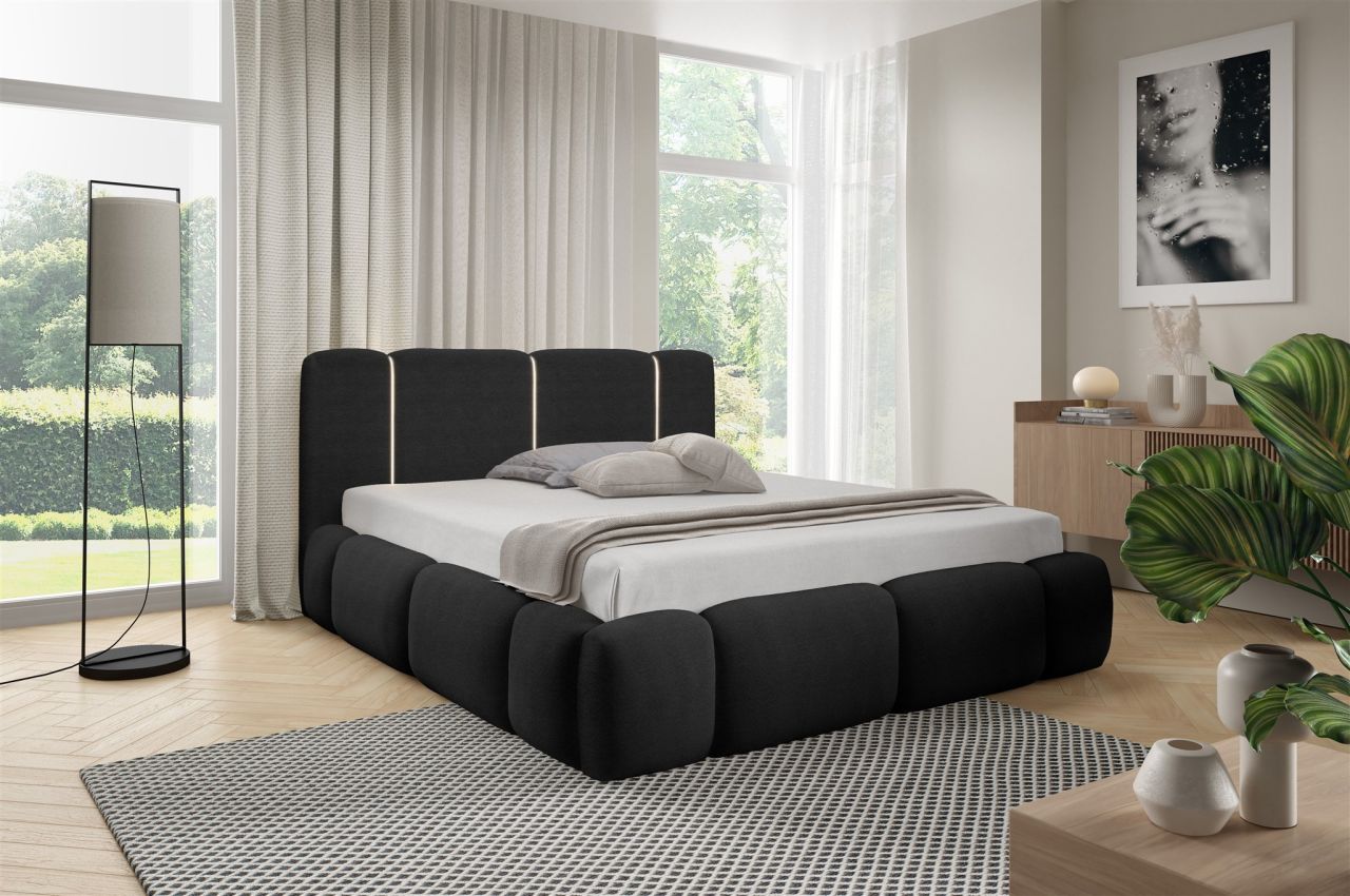 Polsterbett Schlafzimmerbett SPRINGS Komplettset 140x200cm in Stoff Lambi Sch...