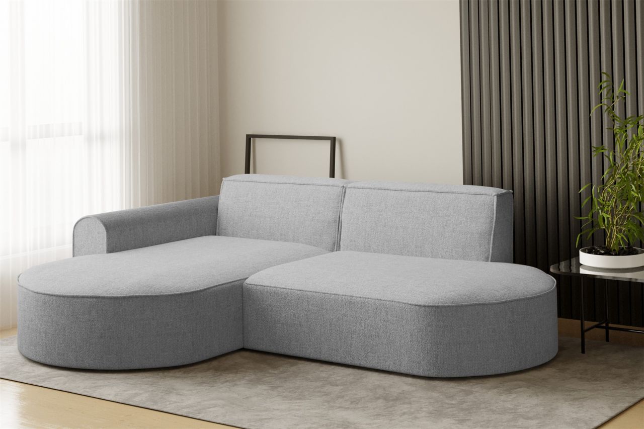 Ecksofa ersofa BONDY in Stoff Neve Hellgrau Ottomane Links