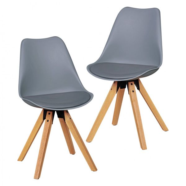 Esszimmerstühle Stühle Vierfußstuhl 2er-Set LEVI Grau /Rubberwood