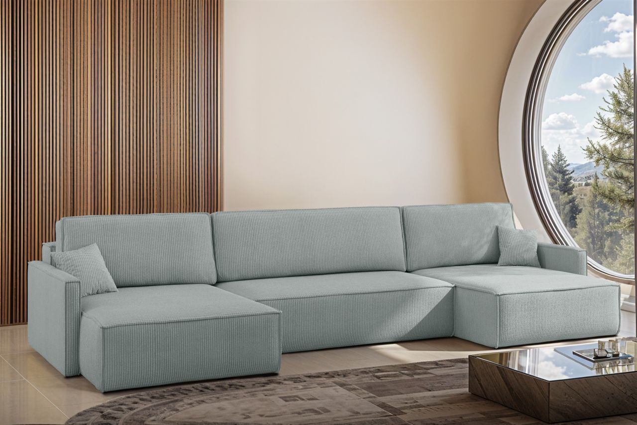 Wohnlandschaft mit Schlaffunktion Sofa LOUIS Stoff Scala Saphire