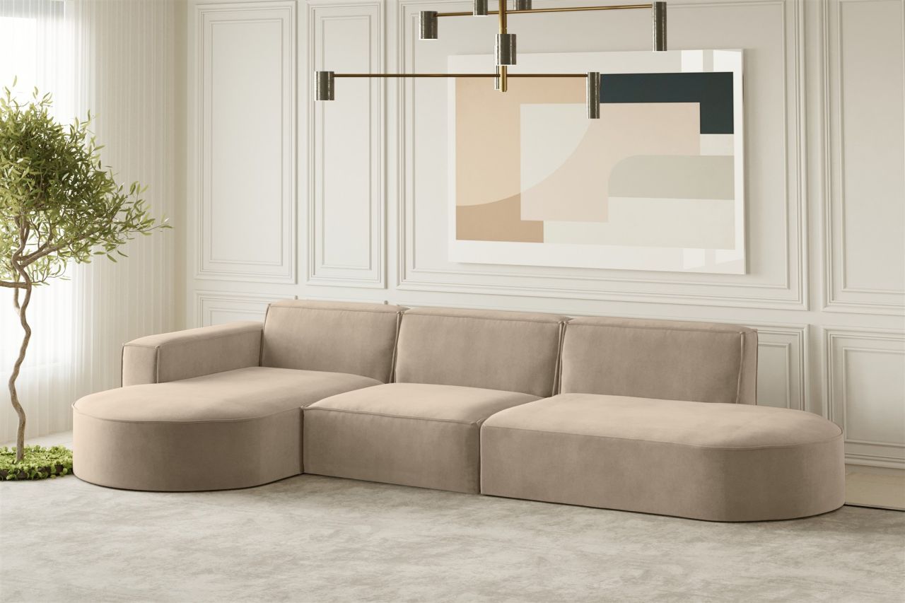 Ecksofa ersofa PALMA in Stoff Noel Beige Ottomane Links