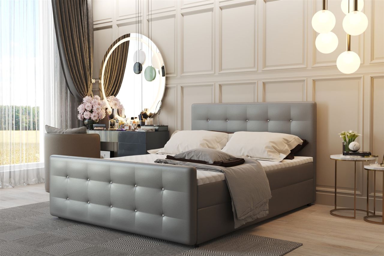 Boxspringbett Schlafzimmerbett CARLOS 200x200cm Kunstleder Hellgrau inkl.Bett...